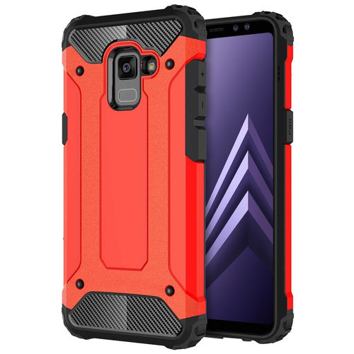 Military Defender Shockproof Case for Samsung Galaxy A8+ (2018) - Red